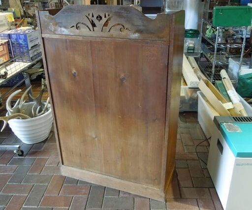 古民家 旧家 昭和レトロ 収納家具 本棚 飾り棚 書棚 幅76cm ダイヤガラス キャビネット 茶箪笥 札幌市 新道東店