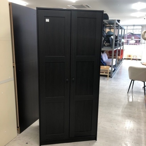 ワードローブIKEA2枚扉RAKKESTADブラウン【トレファク堺福田店】