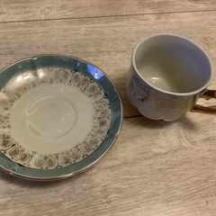コーヒーカップアンド ソーサー 小さめ アンティーク系 綺麗な柄 used HAYASI 昭和レトロ ハヤシの画像
