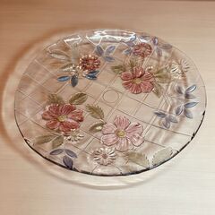 ガラス製ディナープレート（クリア）～花柄の大皿～の画像