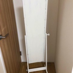 全身鏡　姿見　ミラー　移動式　ホワイトの画像