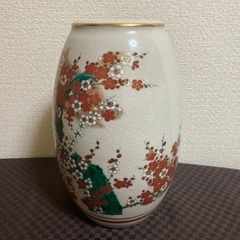 【九谷焼】 花瓶　壺　骨董　レトロ　紅白梅　金彩　陶勝窯　未使用品の画像