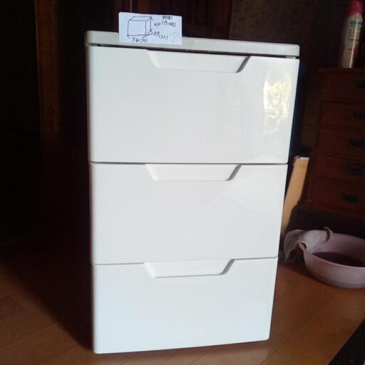 押入れ収納 三段引き出し 横縦高 39×74×64cm