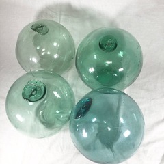 昭和レトロ ガラス 浮き玉 ４個セット インテリアやオブジェにの画像