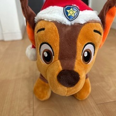 パウパトロール　サンタ帽子BIGぬいぐるみ　チェイスの画像