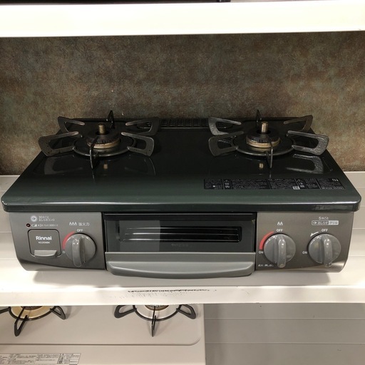 【中古品】Rinnai リンナイ ガステーブル LPガス用 KG35NBKL 2022年製 ブラック　2口 ガスコンロ グリル付き　左強火力