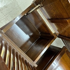 桐生店【現状品】j9-13 ダイニングテーブル タガヤサン 鉄刀木 回転椅子 囲炉裏 7点セットの画像