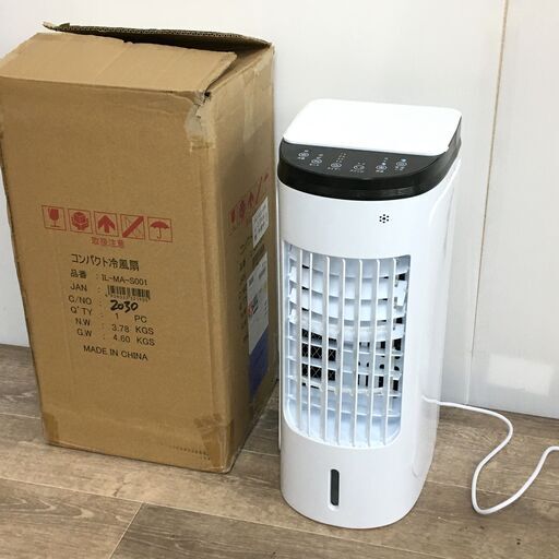 SUGGEST 冷風扇 3L コンパクト 風量3段階 スイング機能 リモコン付き 保冷剤付き キャスター付き ホワイト 白 IL-MA-S001 動作確認済 24i菊-