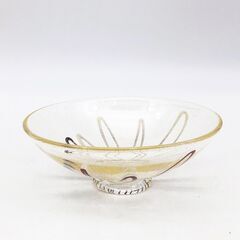 su0105　原田宗春作 抹茶碗 MC-004 共箱入り 金箔 玻璃の匠 マルティグラス 茶碗 茶道具 ガラス 工芸品 かわいい 抹茶碗 中古の画像
