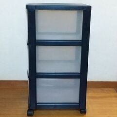 収納ボックス クリアーボックス 引出し キャスター付き 濃い青の画像