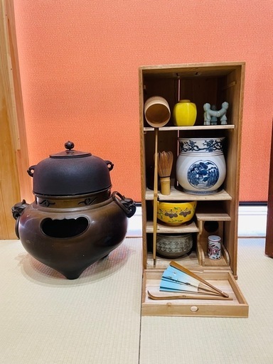 骨董品☆茶釜付き茶道セット