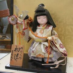 ガラスケース入り 御所人形 初陣 吉徳大光 幅40.5×奥行28×高さ36.5cm 五月人形 端午の節句 兜 縁起物 コレクション インテリア 札幌市 清田区 平岡の画像