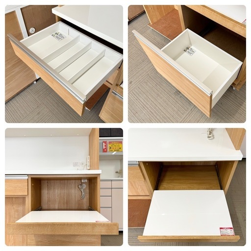 【超美品‼️】定価104,000円♪ ニトリ 120cm幅キッチンボード(リガーレ) 食器棚 収納家具 木目調ライトブラウン♪