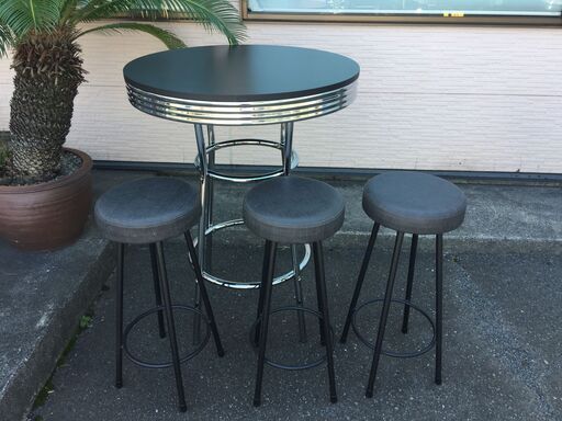 PENNY JAPAN(ペニージャパン) Bar Table バーテーブル 桜屋工業 カウンター丸椅子 イス３脚×テーブルセット★