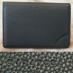 HANATORAハナトラ本革シュリンクカーフレザー名刺入れカードケースブラック黒の画像