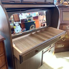 中屋家具 スツール付きドレッサーデスク ドレッサー ライティングビューロ 茶色 ブラウン ■横幅89cm×奥行45cm×高さ118㎝■近隣配送無料 買取帝国 朝霞店の画像