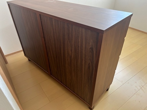9/6引き取り限定　無印良品 MUJI ワイドチェスト ウォールナット材 天然木 整理タンス 120×40×83cw