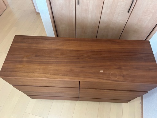 9/6引き取り限定　無印良品 MUJI ワイドチェスト ウォールナット材 天然木 整理タンス 120×40×83cw