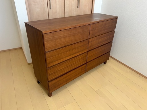 9/6引き取り限定　無印良品 MUJI ワイドチェスト ウォールナット材 天然木 整理タンス 120×40×83cw