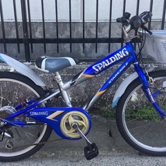 ＜整備済＞スポルティング・ジュニア・22インチ自転車・外装6段変速・ LEDライト・ブルー 鍵付き