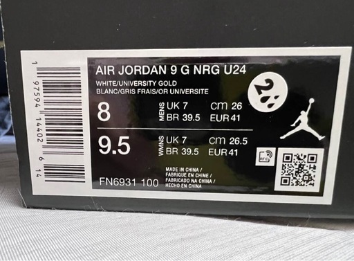即完売品【国内正規】 NIKE ジョーダン 9 G NRG　US　OPEN限定