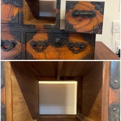 【GO-168】階段箪笥 タンス 両面 両側 引き出し 和家具 収納家具 昭和レトロ アンティーク ヴィンテージの画像