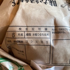令和6年産コシヒカリ。　30キロ残り12袋