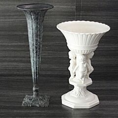 【お取引き 決まりました】アンティーク調 エンジェル プランター/花瓶 フラワーベース 2点セット オブジェ インテリア 雑貨【中古】JN9011SAIの画像