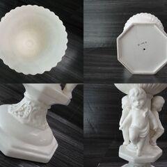 【お取引き 決まりました】アンティーク調 エンジェル プランター/花瓶 フラワーベース 2点セット オブジェ インテリア 雑貨【中古】JN9011SAIの画像
