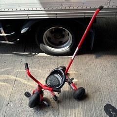 三輪車 かじ取りハンドル付き 赤 レッド トライシクル アイデス...