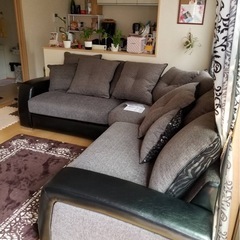 ソファ　5人掛けソファ　コーナーソファ　布製ソファの画像