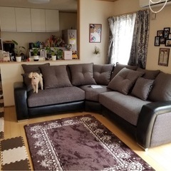 ソファ　5人掛けソファ　コーナーソファ　布製ソファの画像