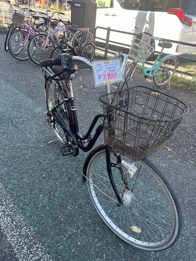 リサイクルショップどりーむ天保山店　No1354　自転車　ママチャリ　黒色　ベル付き　26インチ　6段ギア付き　LEDオートライト付き
