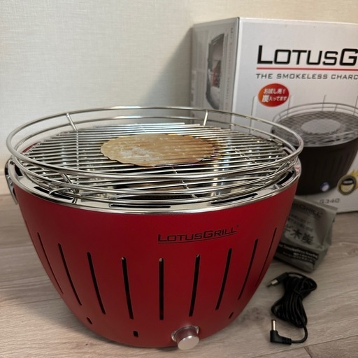 《1度のみ使用》ロータスグリル G340 無煙 LOTUS GRILL レッド BBQ コンロ