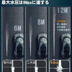 2024初登場　高圧洗浄機 コードレス 充電式 8MPa圧力 20000mAh 電源    バッテリー式 色    ホワイト ホースの長さ    12 メートル 商品の寸法 22長さ x 9幅 x 28高さ cmの画像