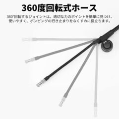 Glvaner 自転車 空気入れ  携帯用アルミニウム合金製 エアーゲージ付き フ 300PSI　仏式 米式バルブ対応の画像