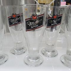 【恵庭】☆中古品☆レトロ miller special ビールグラス 6点セット 現状品 PayPay支払いOK！の画像