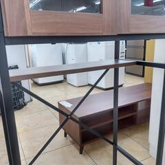 ★ジモティ割あり★  食器棚 ダークブラウン　黒 H182×D35×W64 クリーニング済み OJ5642の画像