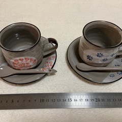 【半額キャンペーン】(V)　陶器　ペアコーヒーカップの画像