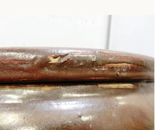 ②壺　陶器　水がめ　置物　茶道具　茶壺　骨董品　時代物　メダカ鉢　金魚鉢　植木鉢　陶磁器　睡蓮鉢 古民家　レトロ