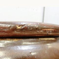 ②壺　陶器　水がめ　置物　茶道具　茶壺　骨董品　時代物　メダカ鉢　金魚鉢　植木鉢　陶磁器　睡蓮鉢 古民家　レトロの画像