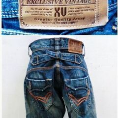 EDWIN 4519 XV　サイズ28　ヴィンテージ　ラベル牛革デニムハーフパンツ　シンチバック メンズ　ジーパン　人気アイテム　エドウィンの画像