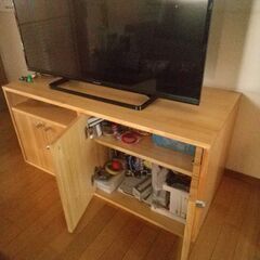 パイン材テレビ台 幅110奥行き50高さ50センチの画像