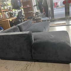 K2411-240 L字ソファ コーデュロイ グレー クッション取外可 汚れあり 中古