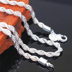 ᒍ→→→m23-1★銀の鎖ツイスト ヘビーパンク太編みプラチナ仕上925シルバーネックレス 誕生日プレゼント旅行連休夏海ギフト国内発送の画像