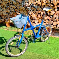 ※　受け渡し完了　※　折り畳み自転車　青色　６段変速　子供から大...