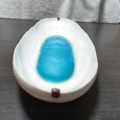 美濃焼　和食器 トルコブルーに吸い込まれそうな大きい オーバルボウル　陶磁器　新品　名入りの画像