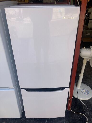☆中古￥12,800！Hisense　150㍑2ドア冷蔵庫　家電　2019年製　HD-D15C型　幅48㎝ｘ奥行60㎝ｘ高さ123㎝　【BI033】