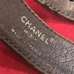 レア シャネル ロゴレザーベルト ブラウン 70/28の画像