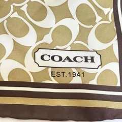 美品■COACH コーチ 大判スカーフ ブラウン シグネチャーの画像